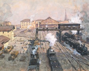 Wien jernbanestasjon (akvarell) av Karl Ludwig Prinz