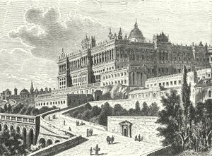 Det kongelige palass, Madrid, Spania (gravering) av Karl Muller
