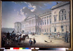Det gamle Michel-palasset i St. Petersburg (Det gamle Michel-palasset i St. Petersburg). Maleri av Karl Petrovich Beggrov (1799-1875). Gouache på papir