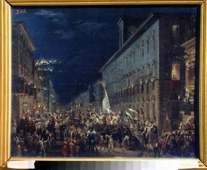 Politisk manifestasjon i Roma (Italia) - Maleri av Karl Pavlovich Briullov (Briullov) (1799-1852) - Olje på lerret, 37 x 46 cm av Karl Pavlovich Bryullov