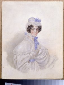 Portrett av Anna Borisovna Bakunina (1802-1835). Verk av Karl Pavlovich Briullov (Briullov) (1799-1852), akvarell på papir av Karl Pavlovich Bryullov