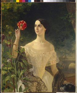 Portrett av grevinne Sophia Bobrinskaya, født Samoylova (1797-1866). Maleri av Karl Pavlovich Briullov (Bryullov) (1799-1866), olje på lerret av Karl Pavlovich Bryullov