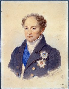 Portrett av prins Alexander Nicolaievich Golitsyn (1773-1844). Verk av Karl Pavlovich Briullov (Bryullov) (1799-1852), akvarell på papir, ca. 1830. Russisk kunst av Karl Pavlovich Bryullov