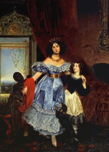 Portrett av grevinne Julia Samoilova med stedatteren Amazillia Pacini og den svarte gutten, 1832-1834