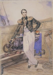 Vladimir Alexeyevich Kornilov ombord på briggen Themistokles, 1835 av Karl Pavlovich Bryullov