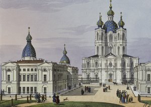 Smolny-klosteret for oppstandelsen i St. Petersburg, første halvdel av det 19. århundre.