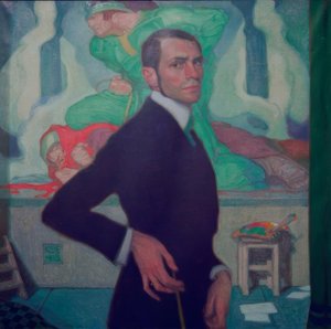 Selvportrett mot Nibelungen-syklusen av Karl Schmoll von Eisenwerth