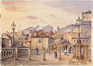 Magdalenebroen over Wien-elven av Karl Wenzel Zajicek