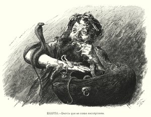 Dervisj som spiser skorpioner, Egypt (litho)