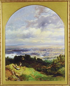 Utsikt over Wien - Wien rundt 1860 … (maleri på lerret) av Karl the Elder Schweninger