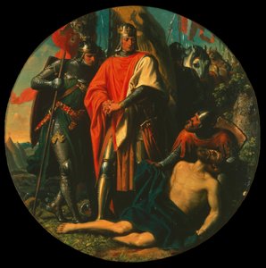 Rudolph I på slagmarken etter seieren over Ottokar, 1278, ca 1868. av Karl von Blaas