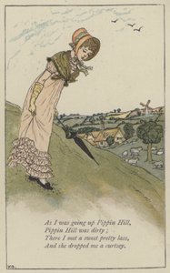 Da jeg skulle opp Pippin Hill (farge litho) av Kate (after) Greenaway