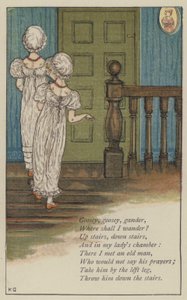 Goosey, goosey, gander (farge litho) av Kate (after) Greenaway