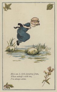 Her er jeg, lille hoppende Joan (farge litho) av Kate (after) Greenaway