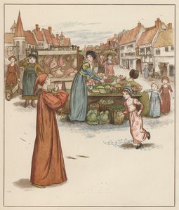 Kate Greenaway-illustrasjon for The Pied Piper of Hamelin av Robert Browning (litho-farge) av Kate (after) Greenaway