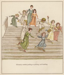 Kate Greenaway-illustrasjon for The Pied Piper of Hamelin av Robert Browning (litho-farge)