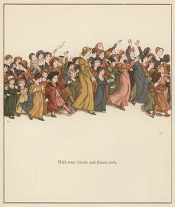 Kate Greenaway-illustrasjon for The Pied Piper of Hamelin av Robert Browning (litho-farge) av Kate (after) Greenaway