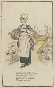 Liten hushjelp, liten hushjelp (farge litho) av Kate (after) Greenaway