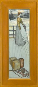 Venter på Dartmouth Ferry, ca. 1910 (kritt på blått papir) av Kate Blackmore
