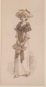 En kurv med roser (blyant, akvarell) av Kate Greenaway