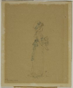 Jente med katt av Kate Greenaway
