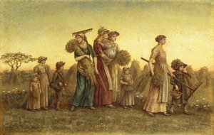 Gleaners Going Home (akvarell om bord) av Kate Greenaway