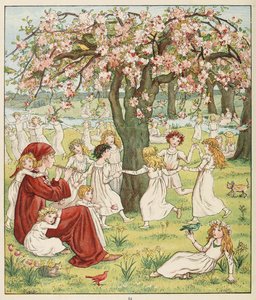 Hvordan barna deres ble stjålet, fra The Pied Piper of Hamelin, pub. 1888 (farge litho) av Kate Greenaway