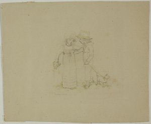 To barn med hund av Kate Greenaway