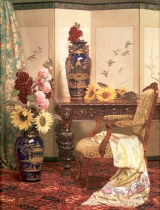 'Solsikker og stokkroser', 1889 av Kate Hayllar