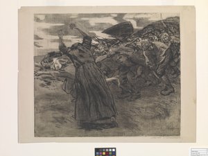 Losbruch (utbrudd) (etsing og mykmalt etsing) av Käthe Kollwitz