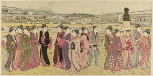 Krysser Nihonbashi-broen av Katsukawa Shuncho