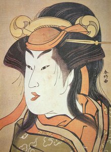 Leder for japansk mannlig skuespiller i kvinnelig rolle, ca. 1787-88 (treblokktrykk) av Katsukawa Shuncho
