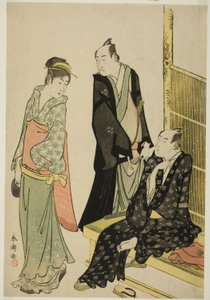Skuespillerne Onoe Matsusuke I og Ichikawa Omezo I på et tehus av Katsukawa Shuncho