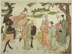 Reisende på Tokaido av Katsukawa Shuncho