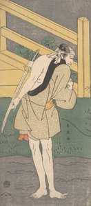 Arashi Ryuzo som en mann kun kledd i et lyseblått plagg, ca. 1796.