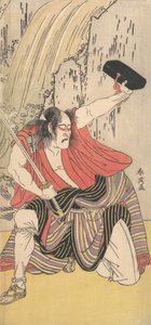 Skuespilleren Ichikawa Komazo II som en mann bevæpnet med et sverd, 1789. av Katsukawa Shun