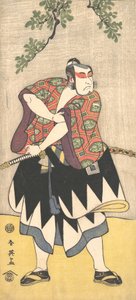 Den andre Ichikawa Monnosuke som en mann kledd i en kimono, ca. 1793. av Katsukawa Shun