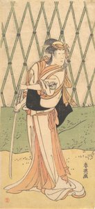 Den tredje Segawa Kikunojo som en kvinne som står i en vei, ca. 1788. av Katsukawa Shun