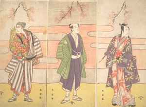 Tre uidentifiserte skuespillere, ca. 1793. av Katsukawa Shun