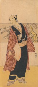 En uidentifisert skuespiller står med en åpen vifte i hånden, 1743-1812.