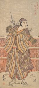 Matsumoto Sumezo som en mann i vinterantrekk som står i snøen, ca. 1785-90. av Katsukawa Shunko
