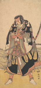 Skuespilleren Ichikawa Danjuro V som en kriger nær kysten, ca. 1790. av Katsukawa Shunko