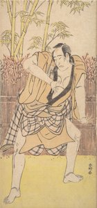 Den andre Ichikawa Komazo som en mann som står i en dramatisk holdning, ca. 1790., ca. 1790. av Katsukawa Shunko