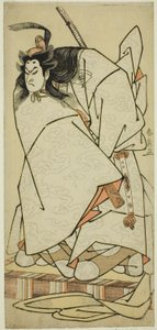 Skuespilleren Onoe Matsusuke I som Ashikaga Takauji i stykket Kumoi no Hana Yoshino no Wakamusha, fremført på Nakamura Theatre i den ellevte måneden, 1786 av Katsukawa Shunsen