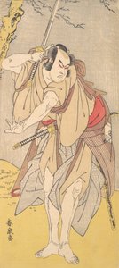 Skuespilleren Onoe Matsusuke som en samurai med et trukket sverd, 1786.
