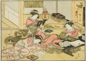Courtesans of the Chojiya, fra boken "Mirror of Beautiful Women of the Pleasure Quarters (Seiro bijin awase sugata kagami)," vol. 1 av Katsukawa Shunsho