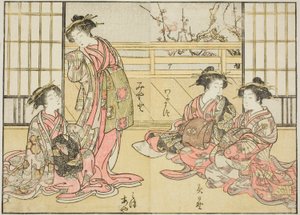 Courtesans of the Kadotamaya, fra boken "Mirror of Beautiful Women of the Pleasure Quarters (Seiro bijin awase sugata kagami)," vol. 1 av Katsukawa Shunsho