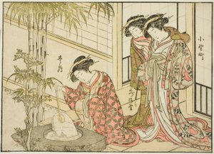 Courtesans of the Maruya, fra boken "Mirror of Beautiful Women of the Pleasure Quarters (Seiro bijin awase sugata kagami)," vol. 2 av Katsukawa Shunsho