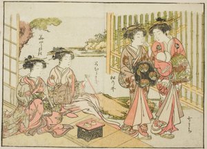 Courtesans of the Matsubaya, fra boken "Mirror of Beautiful Women of the Pleasure Quarters (Seiro bijin awase sugata kagami)," vol. 1 av Katsukawa Shunsho