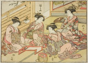 Courtesans of the Matsubaya, fra boken "Mirror of Beautiful Women of the Pleasure Quarters (Seiro bijin awase sugata kagami)," vol. 1 av Katsukawa Shunsho